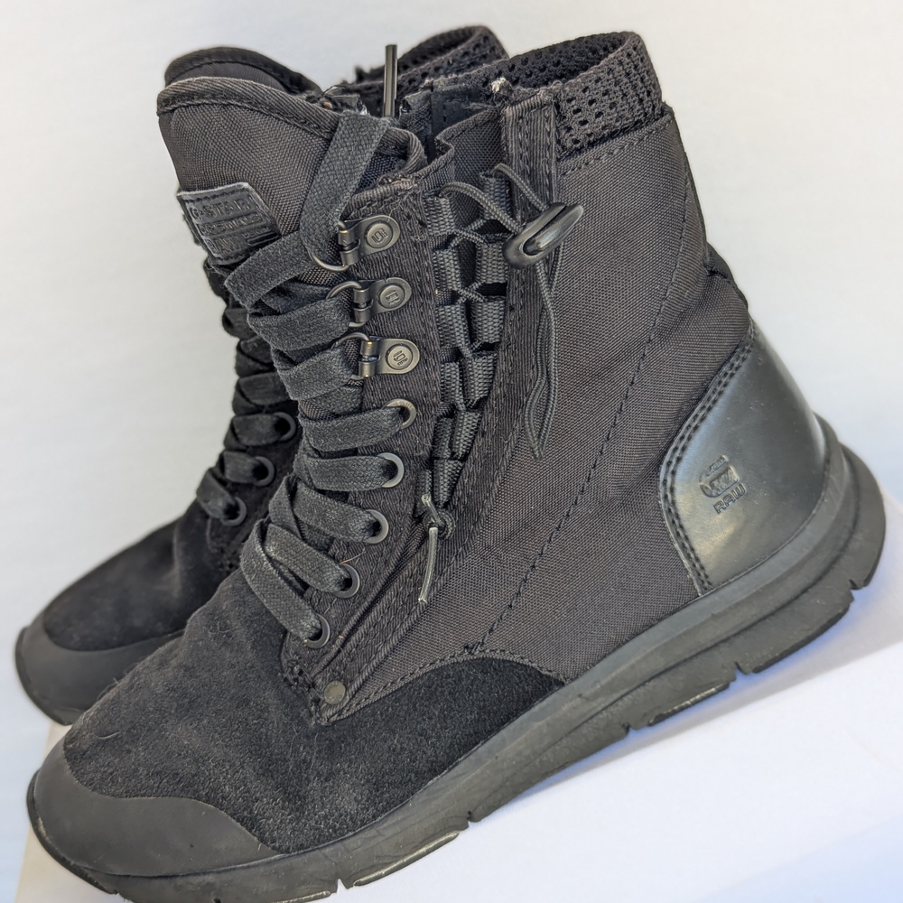Authentic G-Star Black Leather & Suede Lace-Up & Zip Casual Chic Boots